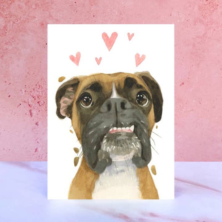 Robert James Hull - Vendita all'ingrosso Biglietti per San Valentino - Biglietto Licks & Kisses Boxer Dog per San Valentino
