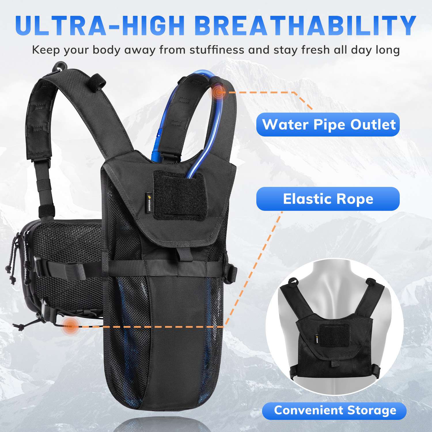 Antarctica Outdoors - Wholesale Belt Bag - Unisex - Votagoo Tactical Lightweight Running Hydration Vest with 2L Water Bladder Bag8