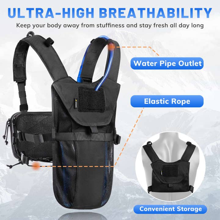 Antarctica Outdoors - Wholesale Belt Bag - Unisex - Votagoo Tactical Lightweight Running Hydration Vest with 2L Water Bladder Bag8