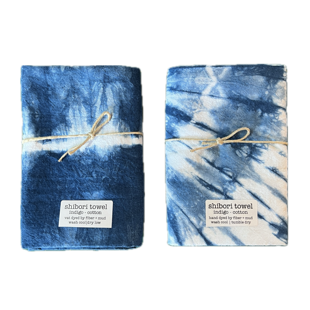 fiber + mud - Wholesale Tea Towel - Organic Cotton Indigo Dyed Shibori Tea Towels2
