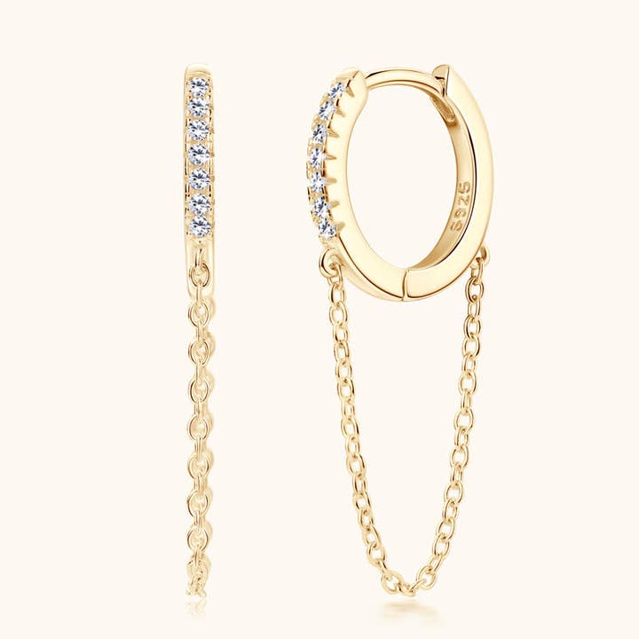 Boucles d'oreilles chaîne créoles Moissanite en argent sterling 925 pour la vente par Perimade & Co. LLC