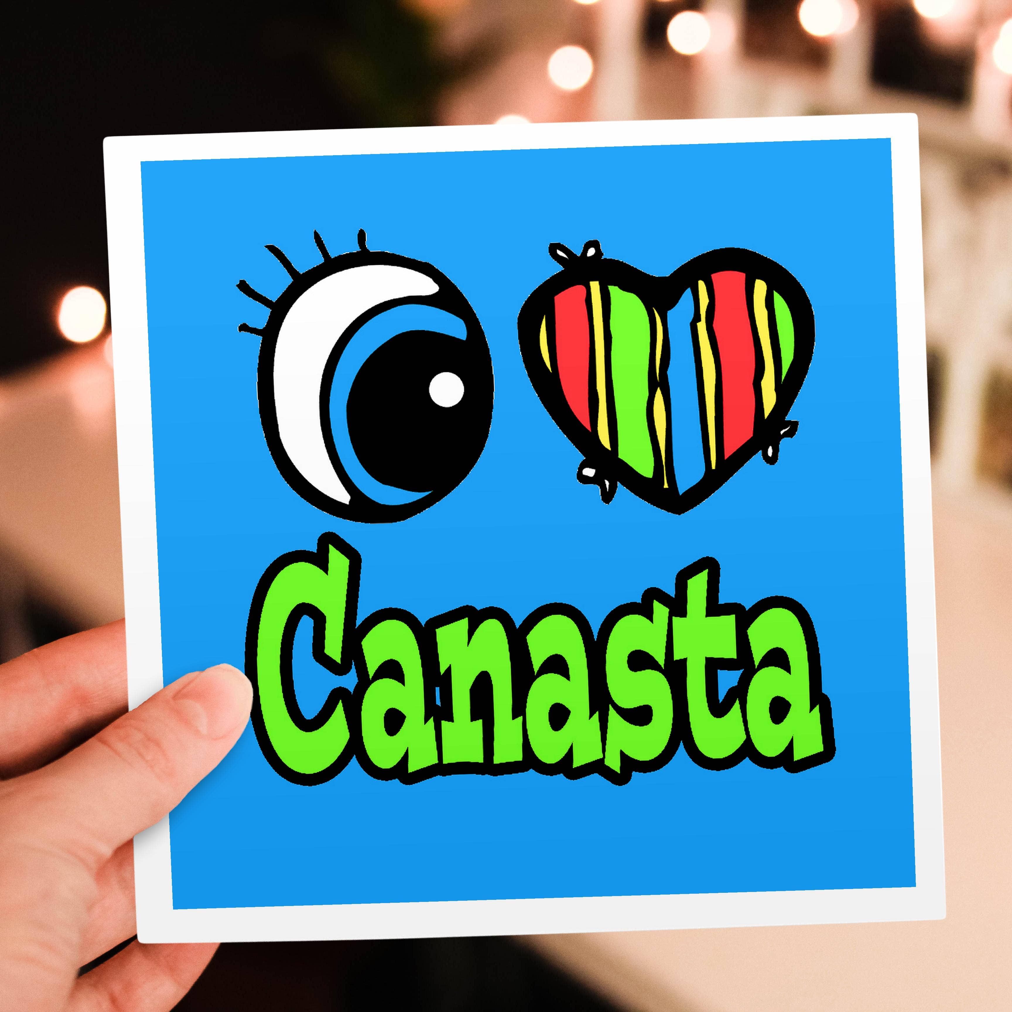 3dRose - Wholesale Everyday Greeting Card - 3dRose, Bright Eye Heart I Love Canasta, Greeting Card5