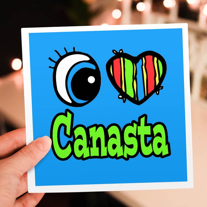 3dRose - Wholesale Everyday Greeting Card - 3dRose, Bright Eye Heart I Love Canasta, Greeting Card5