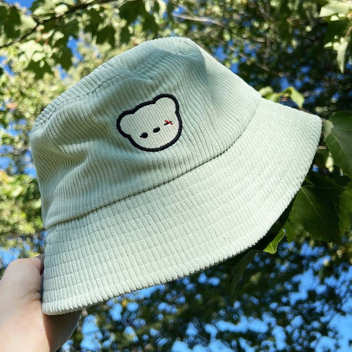 Deadlybearhug Cute Corduroy Bucket Hat for wholesale by deadlybearhug