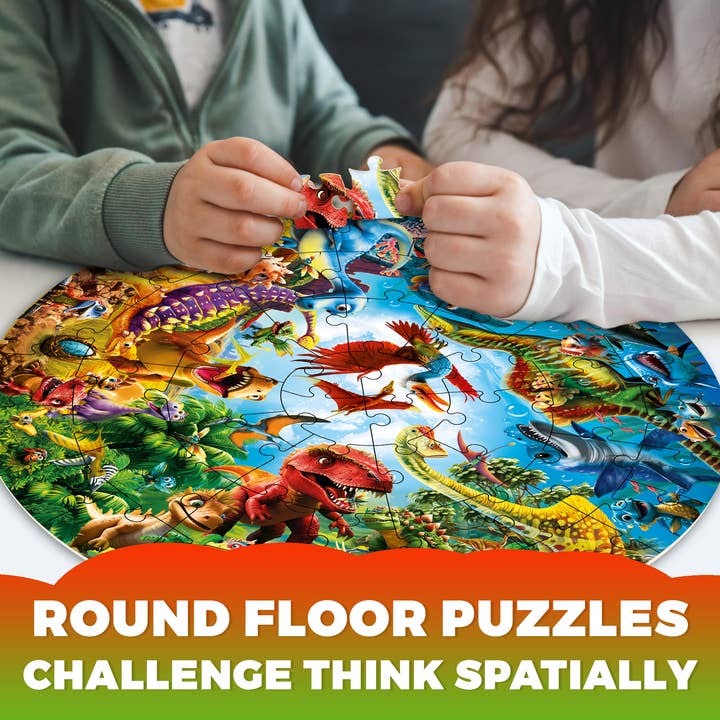 QUOKKA - Wholesale Puzzle - Kids - Round Floor Puzzle for Kids | Dinos4