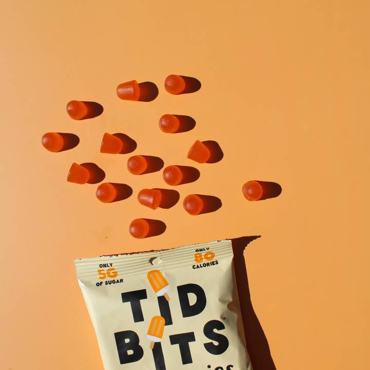 TiDBiTS Candy - Wholesale Gummy - 12pk Orange Cream Gummy Candy, Low Sugar 5g, Prebiotics6