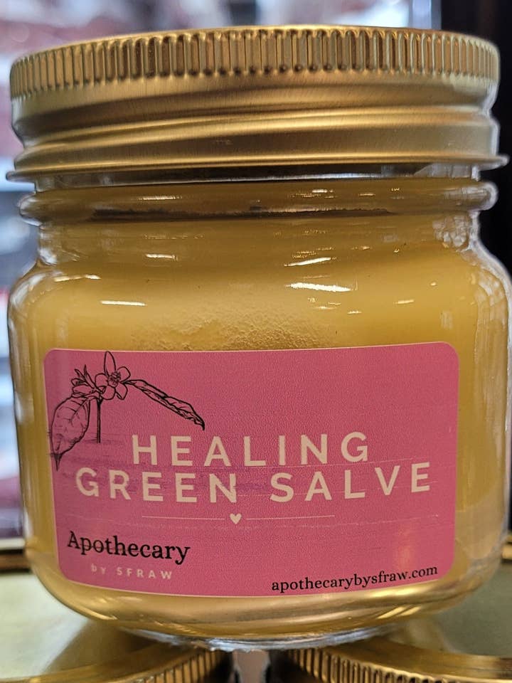 Healing Green Salve, 8 oz. glaskrukke (familiestørrelse) for engroshandel hos Apothecary by SFRAW