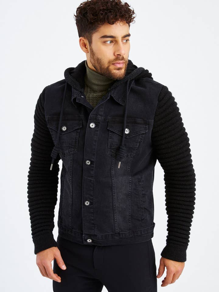 Leif Nelson GmbH - Vendita all'ingrosso Giacca di jeans - Uomo - Giacca di jeans da uomo con cappuccio LN-5240
