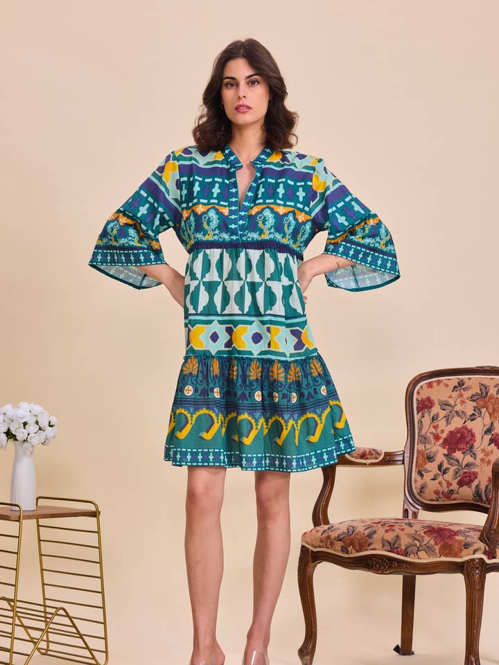 Robe courte en coton imprimé batik - Orice pour la vente par Orice