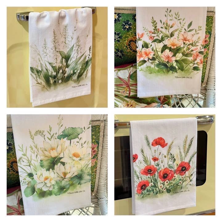 Brown Lillie – Großhandel Geschirrtücher – Geschirrtuch Musterpackung mit 13 Stück, Blumendesign, Geburtsblumen4