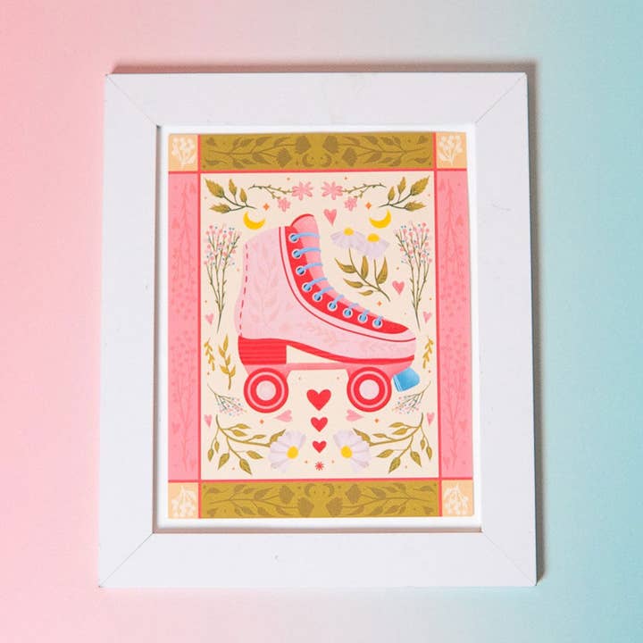 Roller Blade Art Print (7"x9") for wholesale by Cheeky Peach Designs