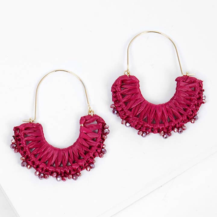 Wild Honey - Wholesale Dangle Earrings - Raffia Wrapped With Glass Beads Dangle Earrings4