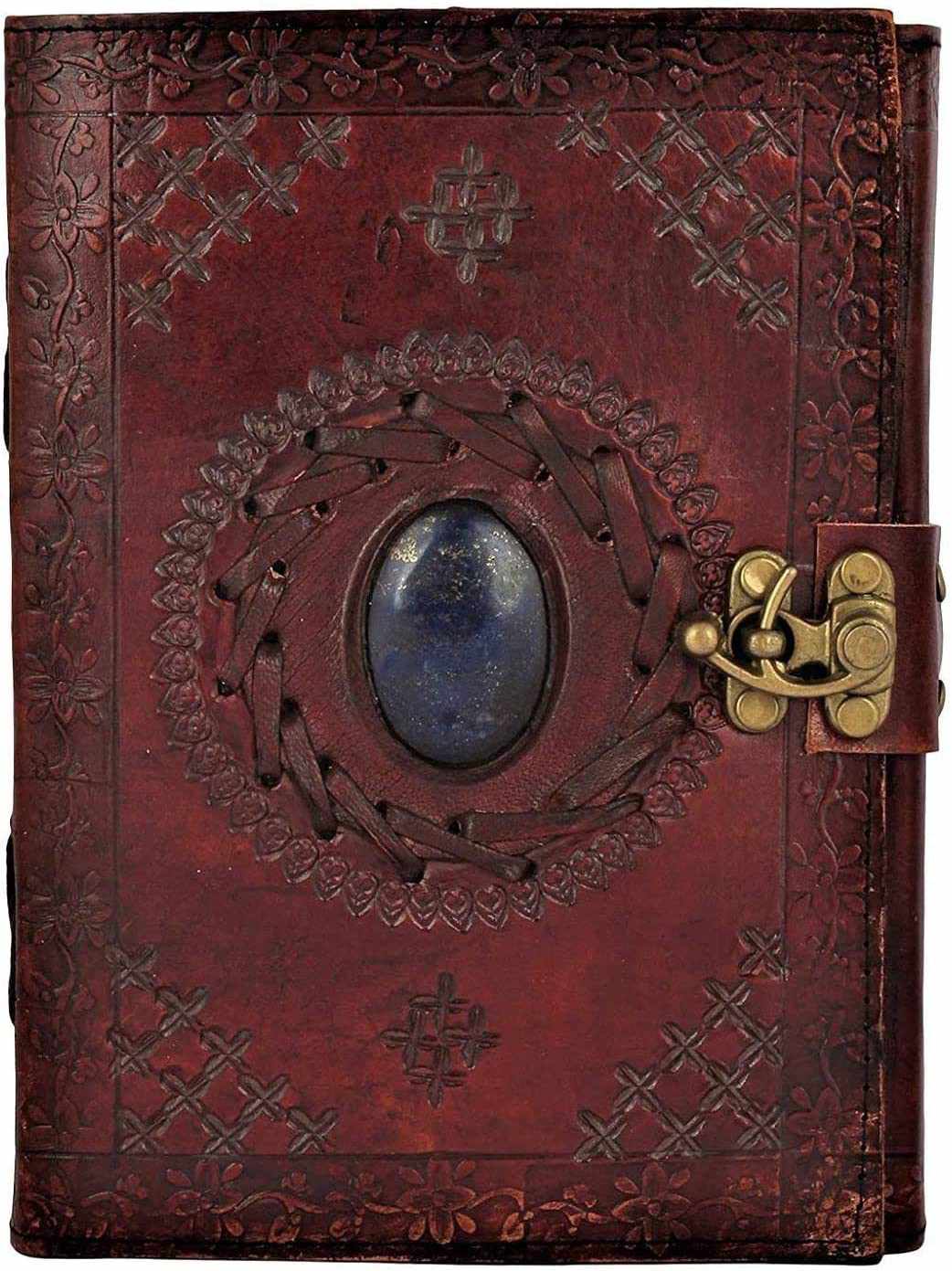 Tuzech Leather - Wholesale Journal/Diary - TUZECH Handmade Office Home Daily Use, Poem Writing Beautiful Pure Leather Luck Stone Bound Journal/Diary with C-Lock for Men and Women 8 Inches6
