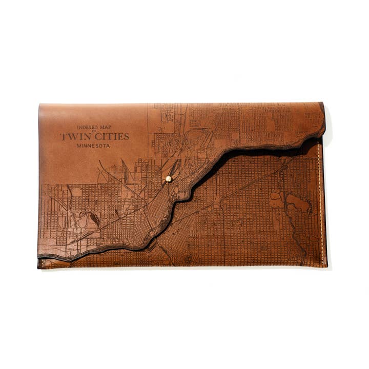 Twin Cities Map Clutch for wholesale by Tactile Craftworks