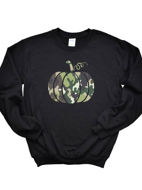 Camo Pumpkin Sweatshirt for wholesale by Wildberry Waves