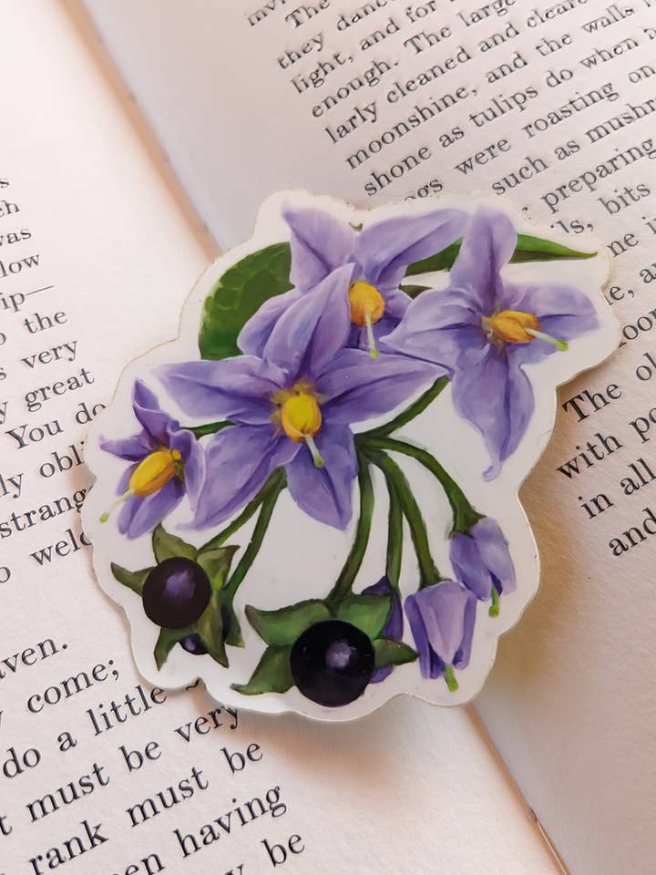 Nightshade Belladonna Flower Sticker | Vinyl, Cottagecore for wholesale by Cae of the Sky