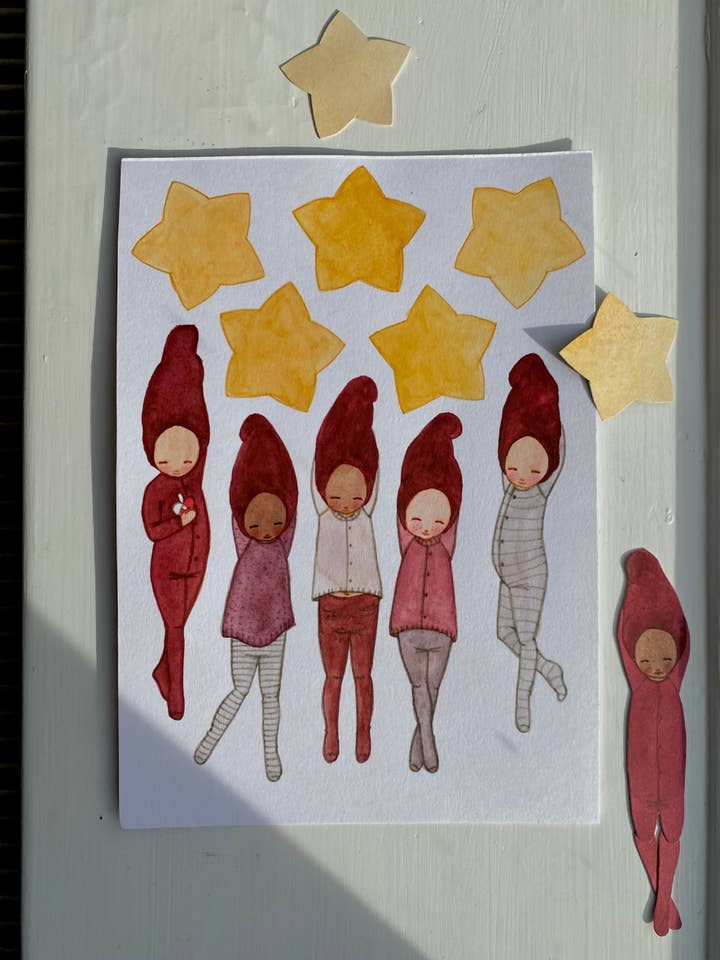 Juleklip Stjerner med nisser for wholesale by Tall Hat Tales