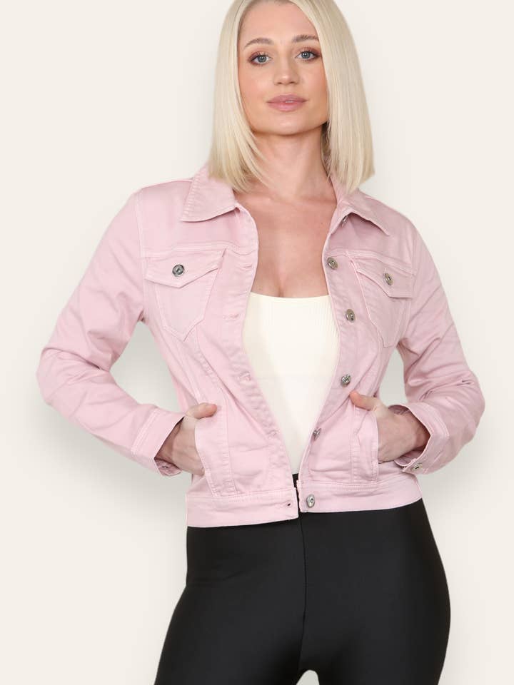 Kurt Muller Rose Pink Denim Cotton Stretch Jacket for wholesale by Kurt Muller