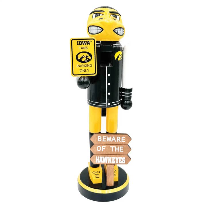 12" Iowa Beware of the Hawkeyes Nutcracker for wholesale by Santa’s Workshop Inc.