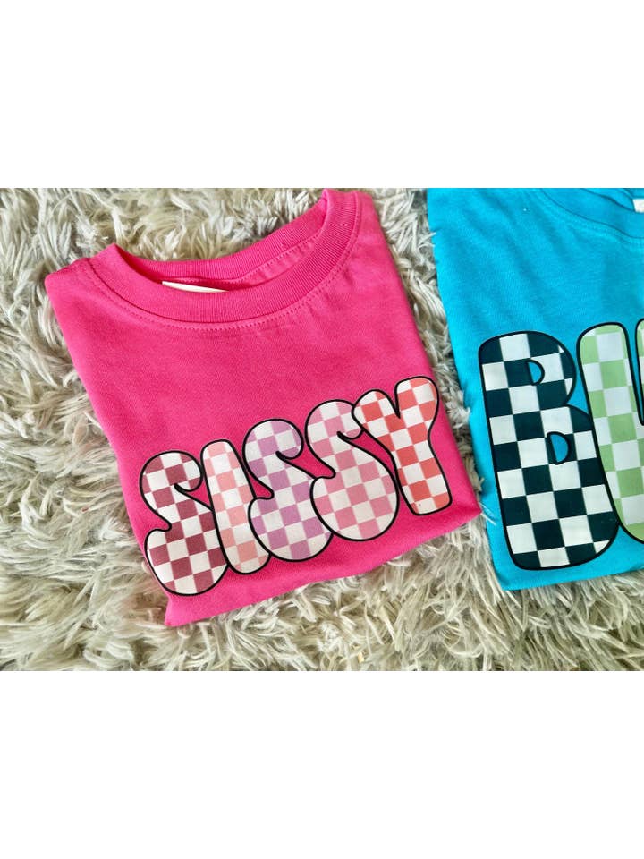 Davis Designs - Wholesale Screen Printed T-Shirt - Kids - Bubs and Sissy Plaid Preppy Graphic Tee for Youth & Toddler1