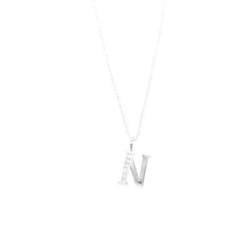 ST CZ SILVER LETTER 'N' NL for wholesale by Fabienne