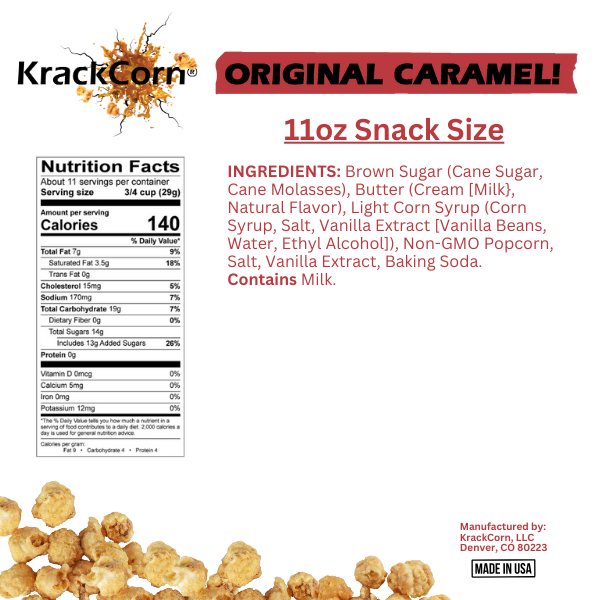 KrackCorn - Wholesale Popcorn - KrackCorn Popcorn 11oz Original Caramel - 6ct case5