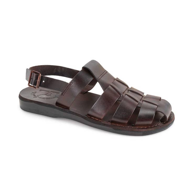 Michael - Sandale pêcheur en cuir à bout fermé | Marron pour la vente par Jerusalem Sandals