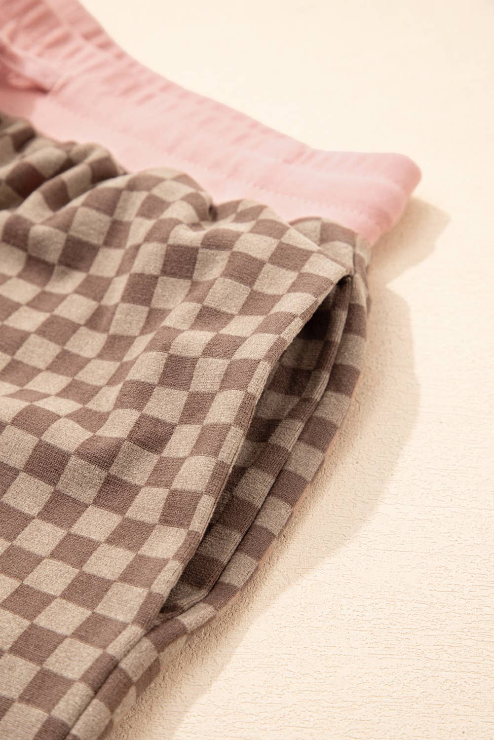 FULL TIME PURCHASE - Wholesale Lounge Set - Women's - Checkerboard Long Sleeve Pullover and Shorts Set15