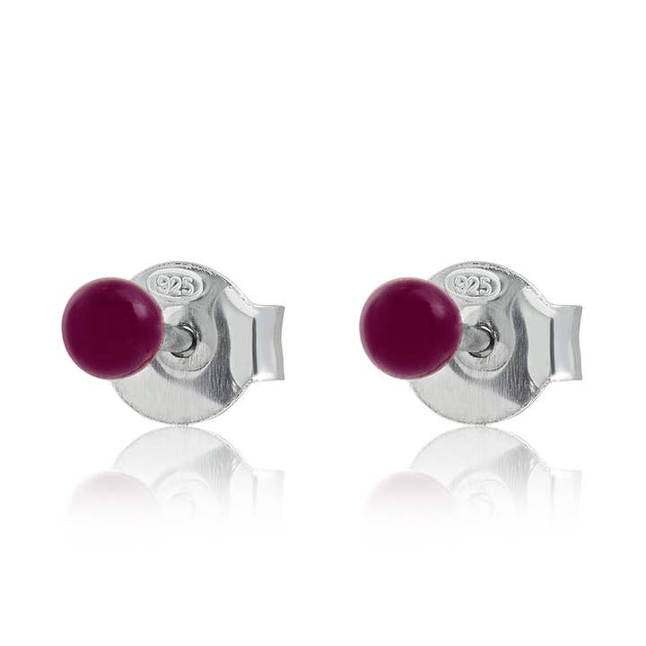 Argent Basic - Wholesale Stud/Post Earrings - ENAMELED BALL EARRINGS Ø5MM8