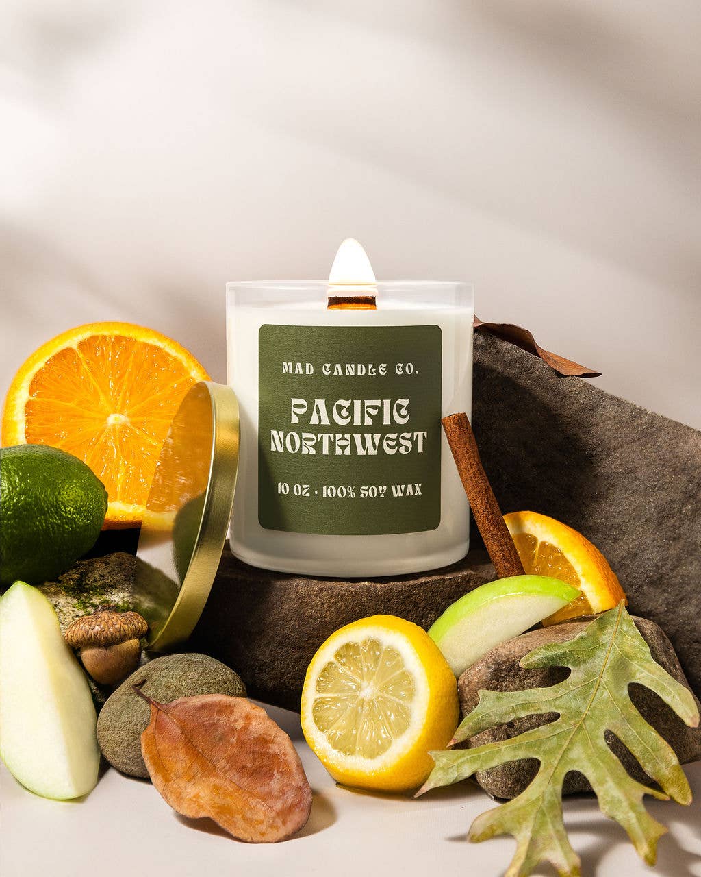Mad Candle Co. - Wholesale Jar/Filled Candle - Pacific Northwest Soy Candle - 10 oz Glass Jar & Wood Wick