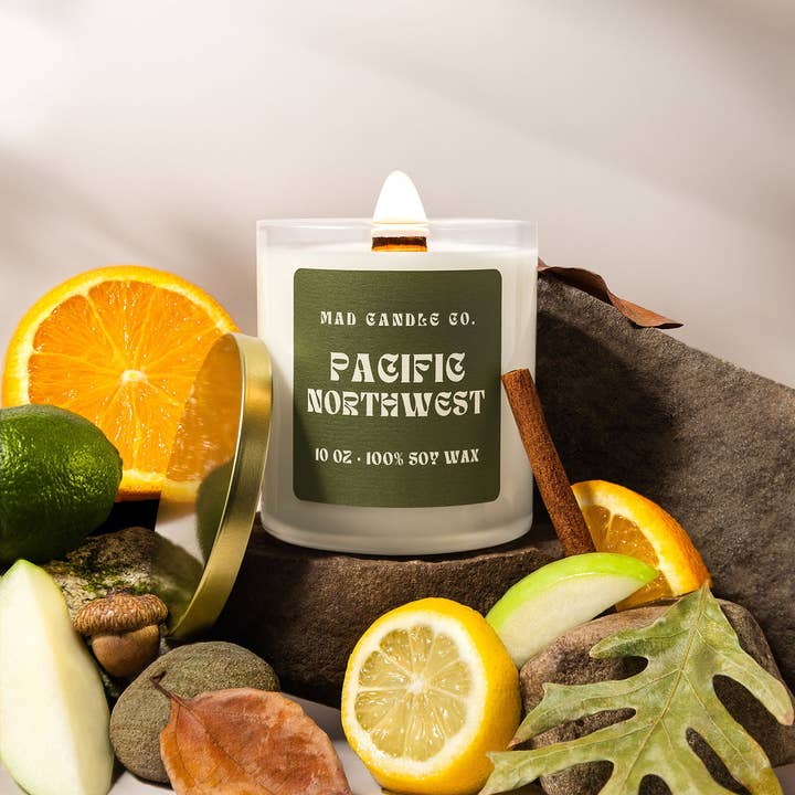 Mad Candle Co. - Wholesale Jar/Filled Candle - Pacific Northwest Soy Candle - 10 oz Glass Jar & Wood Wick0