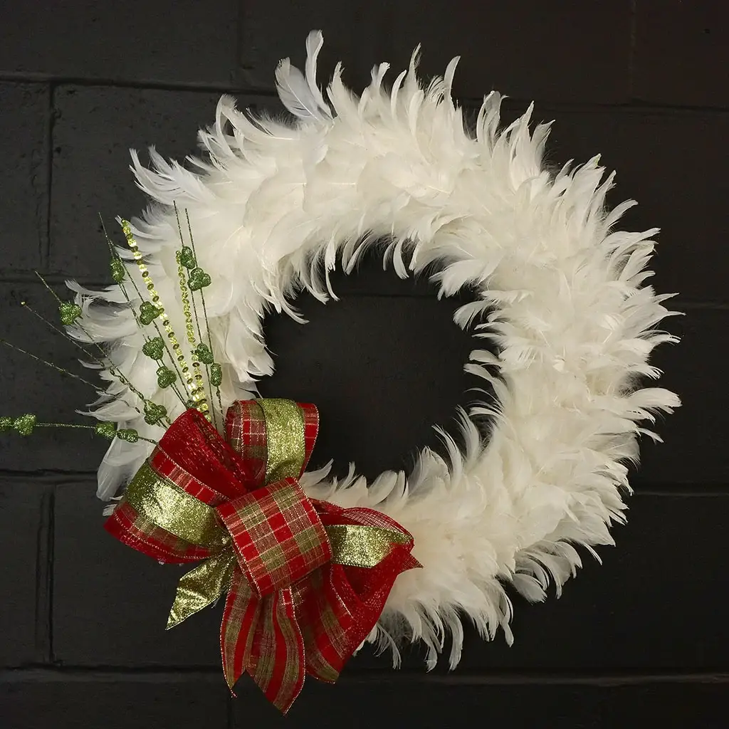 Zucker Feather Products - Wholesale Wreath - Goose Coquille Feather Wreath - 20 to 22 inch - White - Opal1