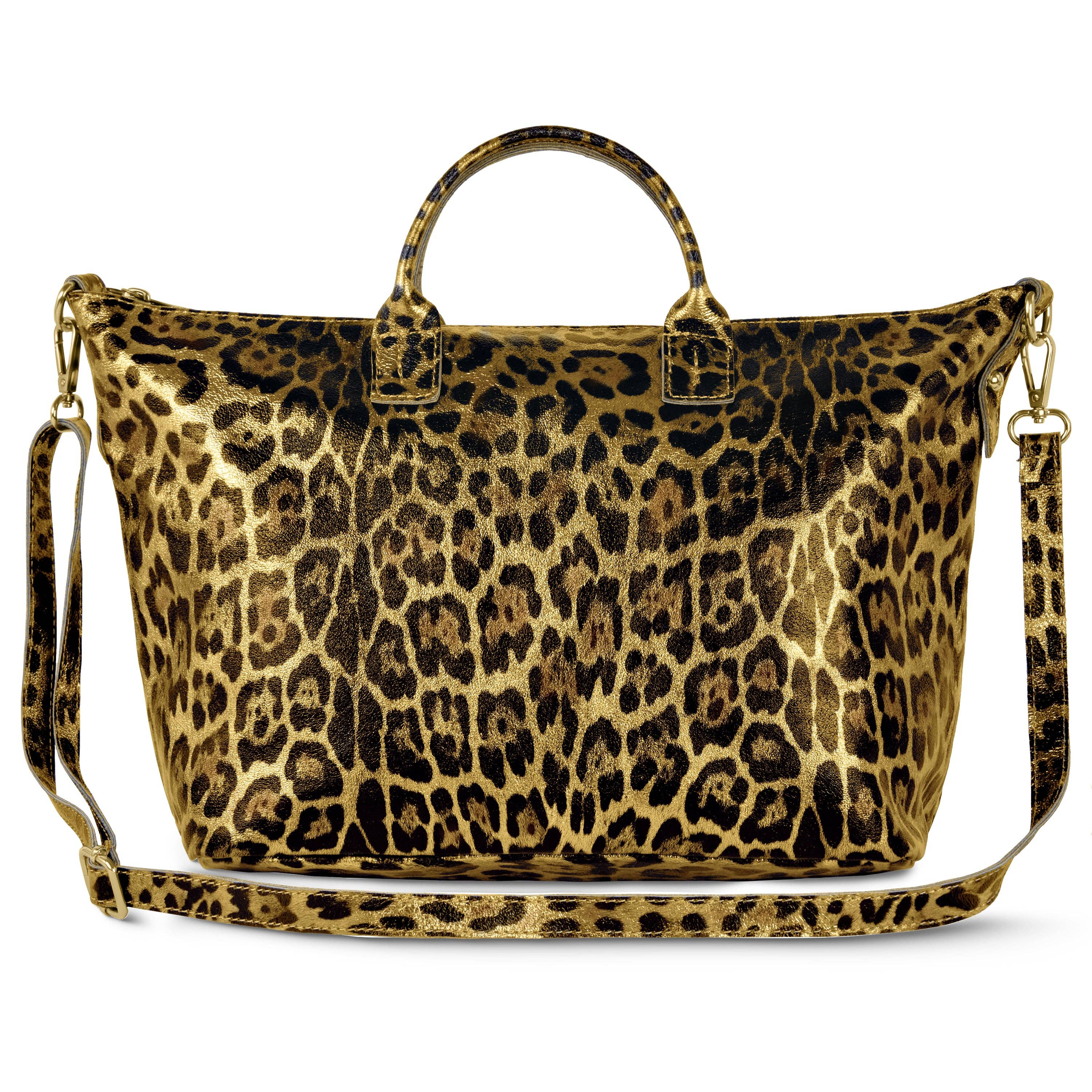 TAKEASY - Vendita all'ingrosso Borsa con manico - Donna - Borsa a Mano in Pelle Scamosciata Metallica Leopardata7