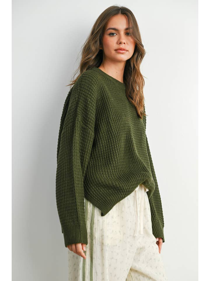 BUTTERMELON - Wholesale Knit Sweater - Women's - Round-Neck Classic Long Sleeve Top - BMW778214