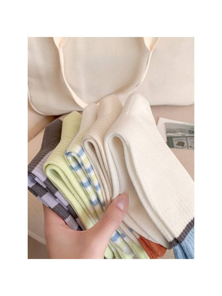 Funkyrel® Atzbranding Limited - Wholesale Socks – Women's - Rufia - Minimalist Fresh Stripe Mid-Calf Capsule Socks7