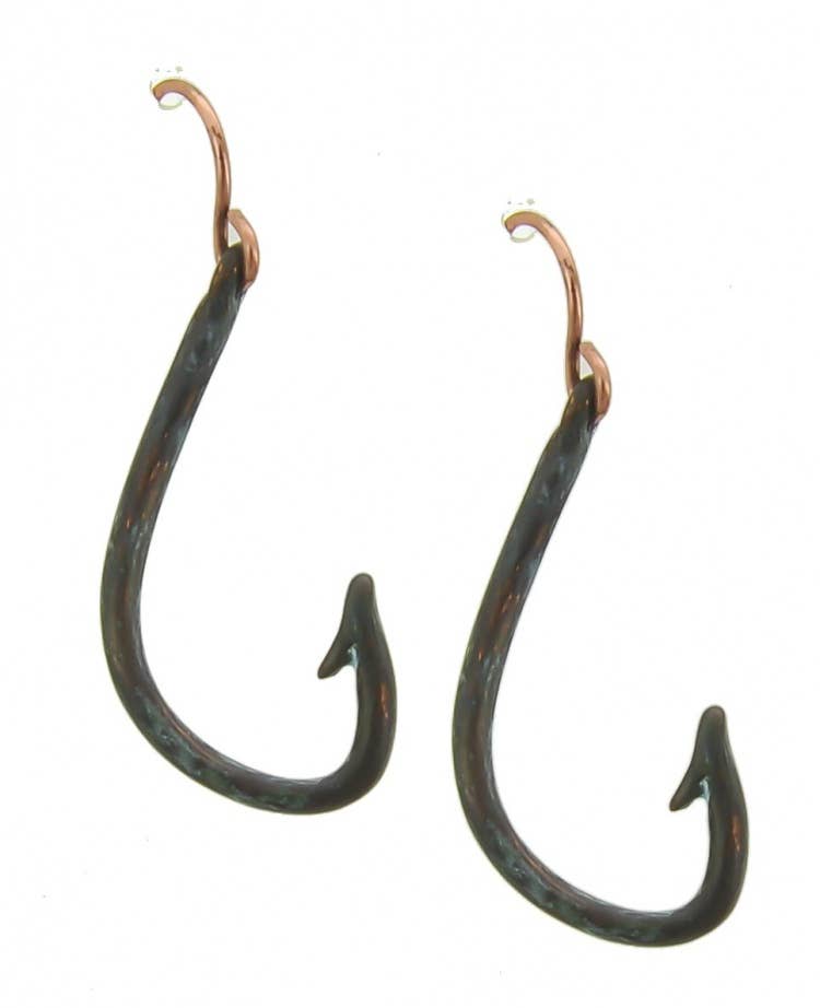 0011 PREMIERE - Wholesale Dangle Earrings - FR2561 Silver 3D Barbed Hook, Fishing Hook Metal Earrings5
