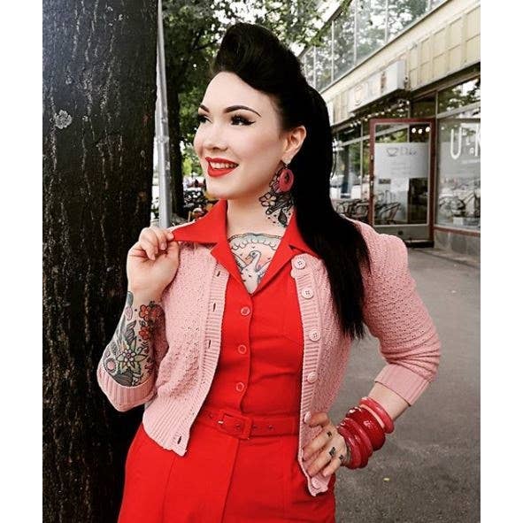 Mak – Engroshandel Cardigan - Dame – Mak 3/4-ærmet kort strikket cardigan med rund hals MK3514123