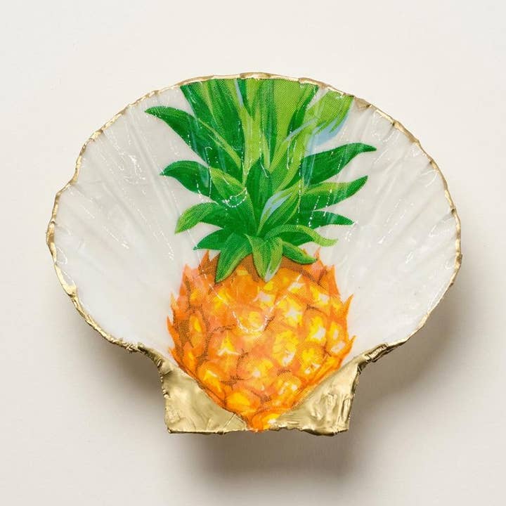 Pineapple Paradise Scallop Dish|Gold for wholesale by Shell Yeah By Jaks LLC