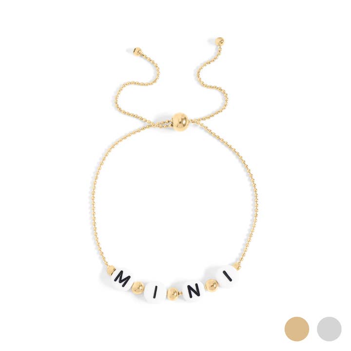 18K Gold PVD Stainless Steel "Mini" Beaded Charm Bracelet for wholesale by WJW