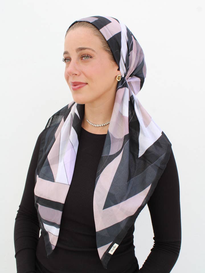CLASSIC PRETIED Earthy Pucci Inspired Head Scarf (WITH VELVET GRIP) for wholesale by The Scarf Bar