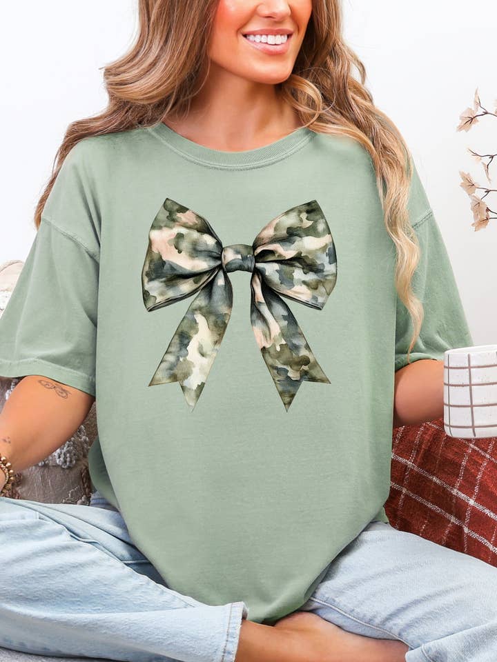 Gambi's Tees - Wholesale T-Shirt (Graphic) - Women's - Camo Coquette Bow Tee2