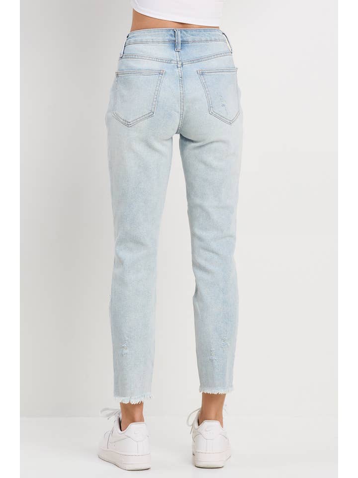 Light Wash Distressed Mom for wholesale on Faire5