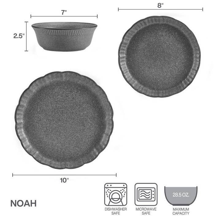 Fitz and Floyd® Mikasa® Pfaltzgraff® - Wholesale Dinnerware Set - Pfaltzgraff Noah Gray 12PC DW Set Brown Bx Pkg
