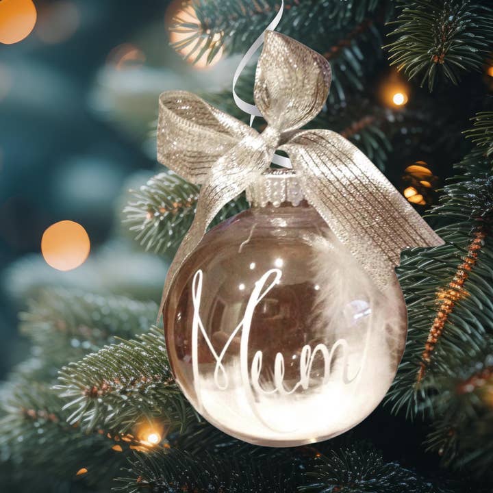 Personalised Feather Memorial Bauble in Memory Decoration for wholesale by The Flamingo Cabin