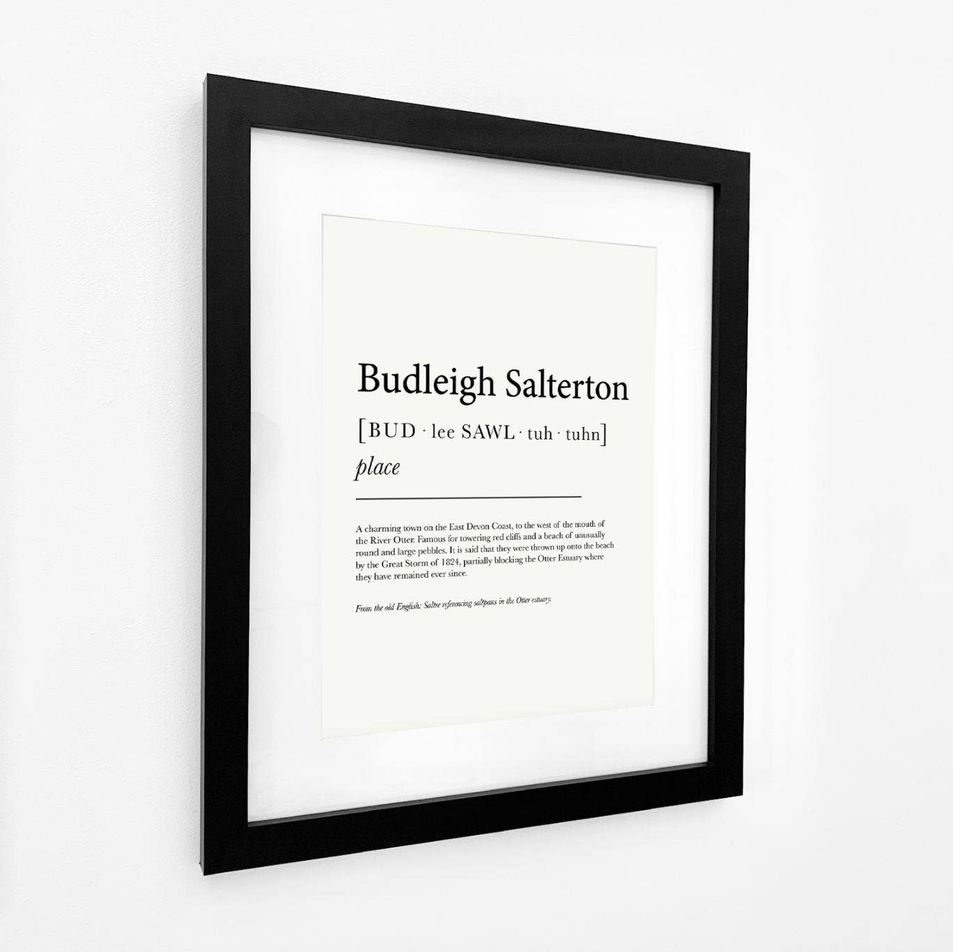 SeaKisses – wholesale Art print – Budleigh Salterton Definition Typographic Print0