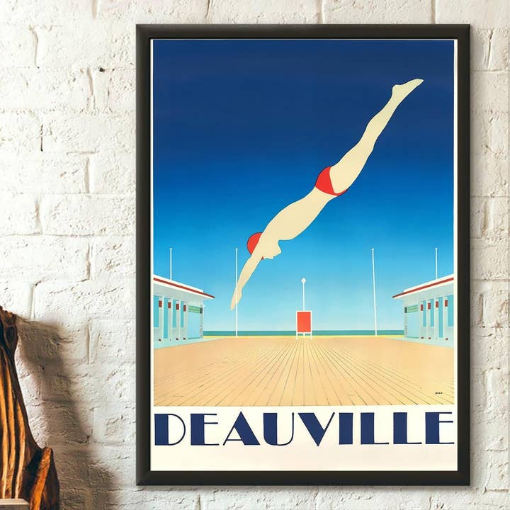 Vintage Deauville France Travel Poster Wall Art Gift for wholesale by Vintage Wall Graphics