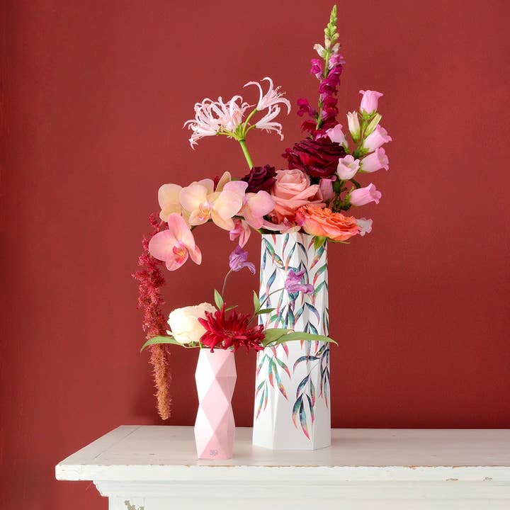Card & Vase in One - Large - Paradise Leaves for wholesale by Happy Whatever