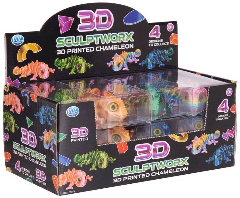 KIDDY-MOOV - Wholesale Classic Toy - Kids - 3D printed chameleon – 14 cm (4 assortments (12)2