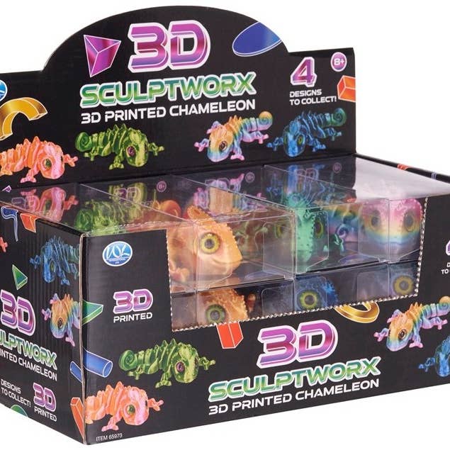 KIDDY-MOOV - Wholesale Classic Toy - Kids - 3D printed chameleon – 14 cm (4 assortments (12)2