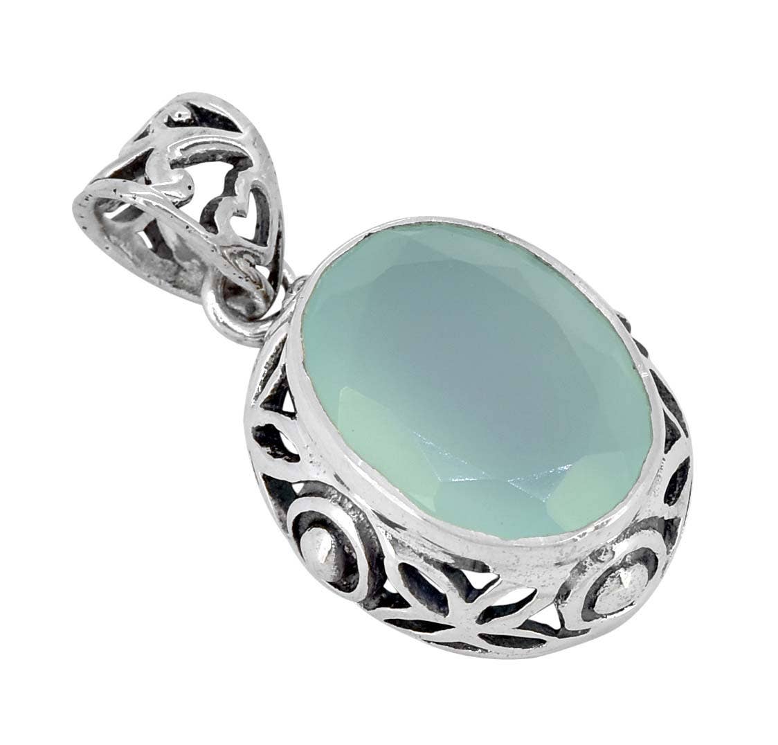 Tiramisu – Engroshandel Vedhæng/charm – Aqua kalcedon 925 Sterling sølv kæde vedhæng